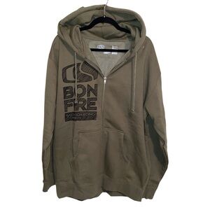 Bonfire Sweatshirt Mens Large Full Zip Fleece Hoodie Army Green Snowboarding